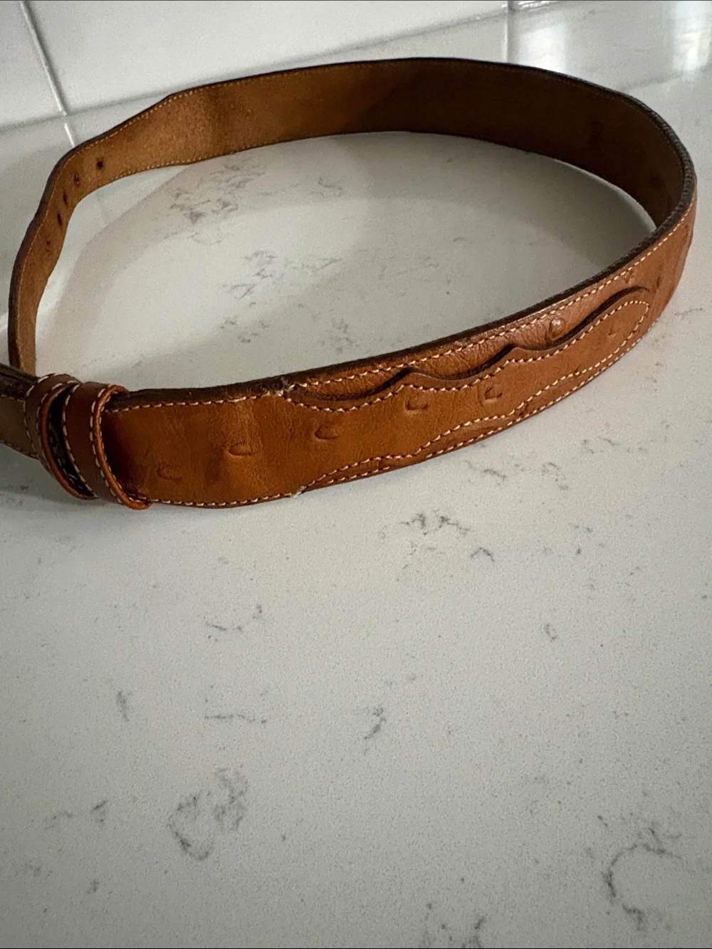 Women’s Vintage Justin Boots Brown Leather Belt with Silver Buckle (26)
